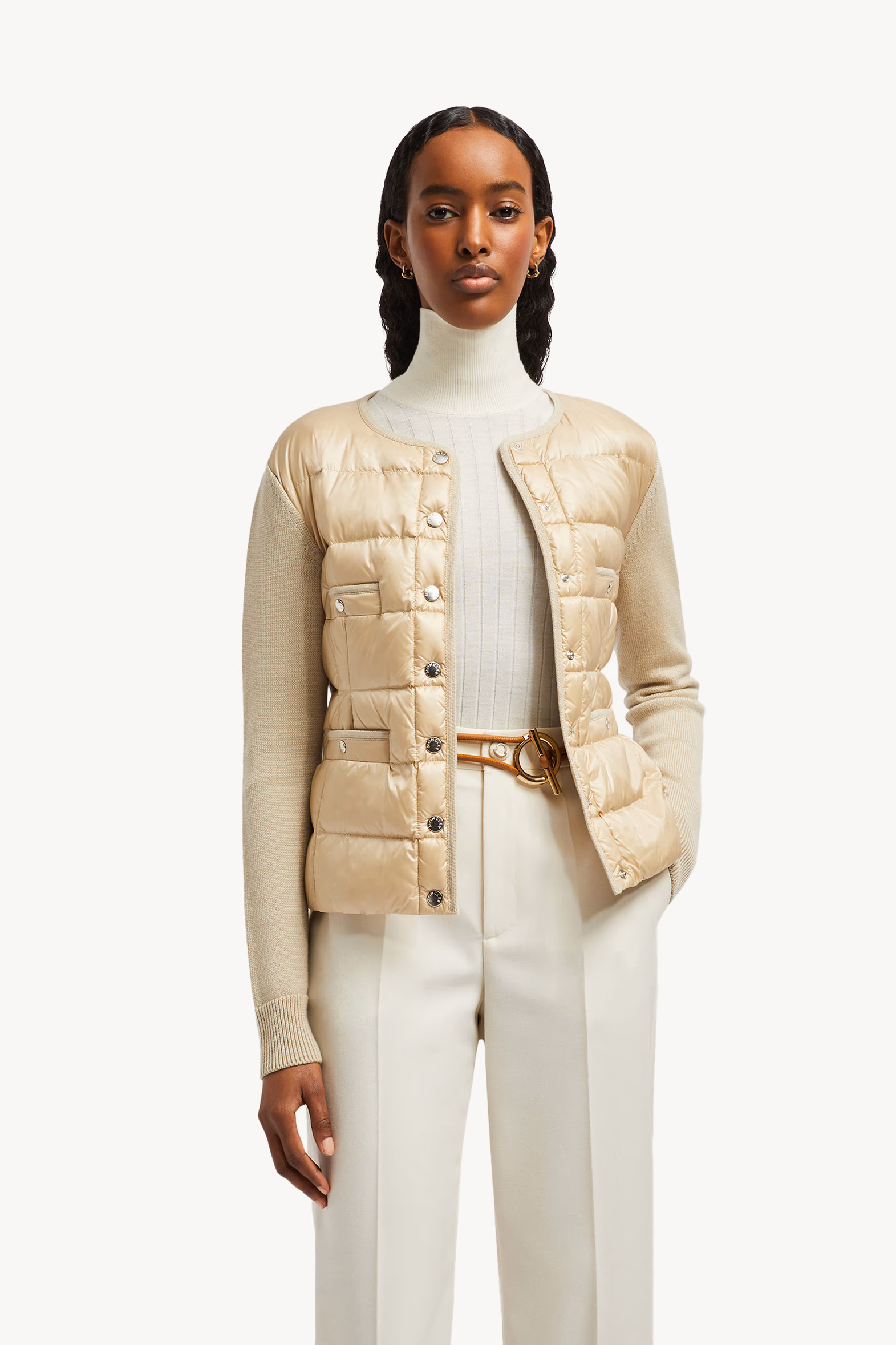 Padded Wool Cardigan Beige Moncler 0